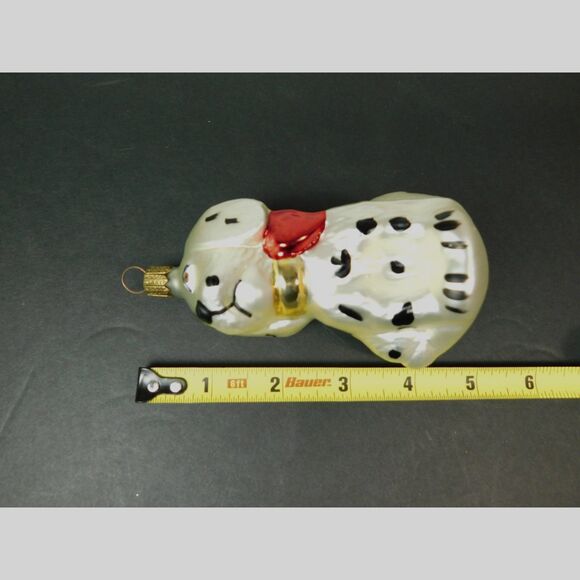 Blown Glass Dog Christmas Ornament Germany Hanging Black White 4.5 inch - Picture 4 of 5